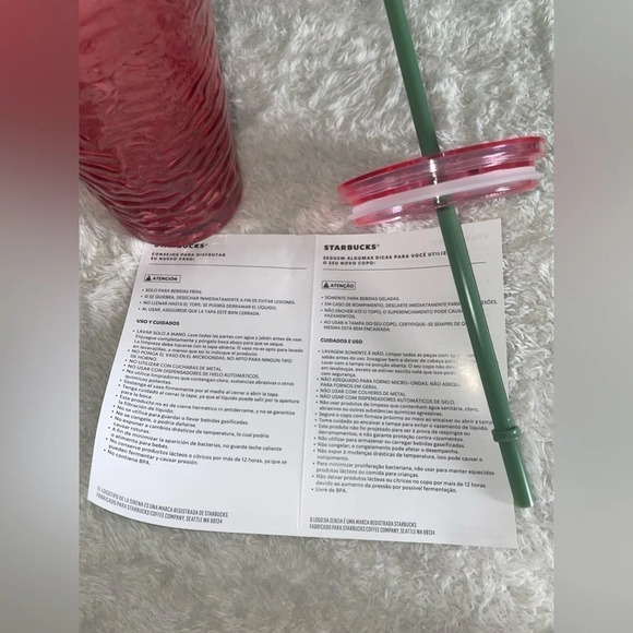 💗Starbucks 2022 Fall ‘Hammered Begonia’ Pink Glass Cold Cup Tumbler - Picture 8 of 9